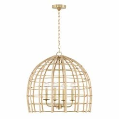Flash Sale 🌟 Capital Lighting Wren 1-light Matte Brass Large Pendant W/ Handcrafted Rattan 👏