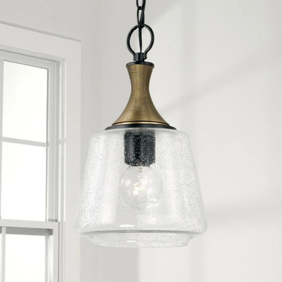 Best deal π Capital Lighting Amara 1-light Matte Black Pendant W/ Diamond Embossed Glass & Black Braided Cord π 2 Best deal π Capital Lighting Amara 1-light Matte Black Pendant W/ Diamond Embossed Glass & Black Braided Cord π - Image 2