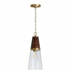 Best Sale ❤️ Capital Lighting 1-light Wood And Brass Pendant 🧨