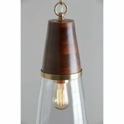 Alternative view of Best Sale ❤️ Capital Lighting 1-light Wood And Brass Pendant 🧨