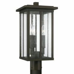 Outlet 🥰 Capital Lighting Barrett 18" Tall 3-light Outdoor Post Lantern W/ Antiqued Glass Black ✨ -Capital Lighting Shop unnamed file 3188