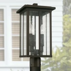 Outlet 🥰 Capital Lighting Barrett 18" Tall 3-light Outdoor Post Lantern W/ Antiqued Glass Black ✨ -Capital Lighting Shop unnamed file 3190