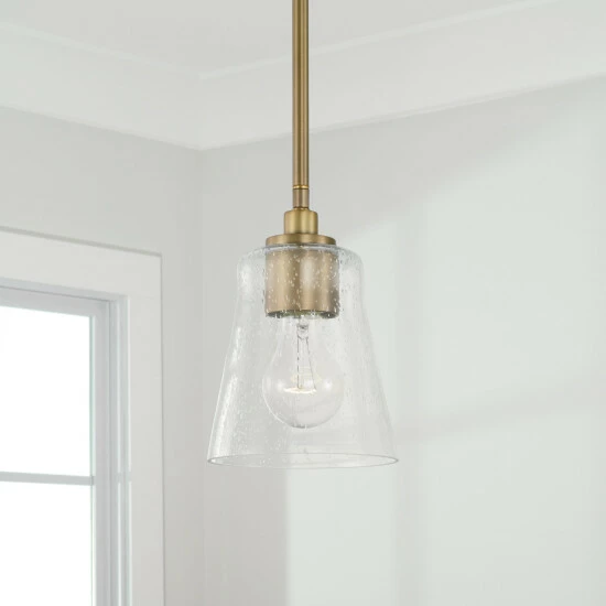 Best Sale ๐คฉ Capital Lighting Baker 1-light Mini Pendant/ Semi-Flush Mount W/ Clear Seeded Glass Aged Brass ๐ 2 Best Sale ๐คฉ Capital Lighting Baker 1-light Mini Pendant/ Semi-Flush Mount W/ Clear Seeded Glass Aged Brass ๐ - Image 2