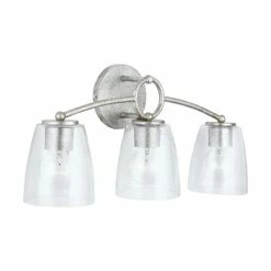 Promo 💯 Capital Lighting Oran 3-light Antique Silver Bath/ Vanity Fixture W/ Clear Seeded Glass ⌛