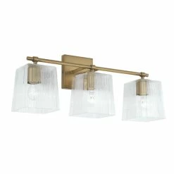 Cheapest 👏 Capital Lighting Lexi 3-light 23-inch Bath/ Vanity Fixture W/ Clear Fluted Square Glass Brushed Nickel 🌟