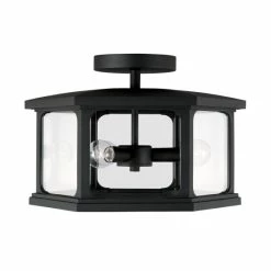 Best Pirce 👍 Capital Lighting Walton 3-light Outdoor Semi-Flush Mount Black 👏