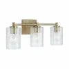 Best deal ❤️ Capital Lighting Emerson 3-light Bath/ Vanity Fixture W/ Embossed Seeded Glass Matte Black 🥰