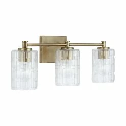 Best deal ❤️ Capital Lighting Emerson 3-light Bath/ Vanity Fixture W/ Embossed Seeded Glass Matte Black 🥰