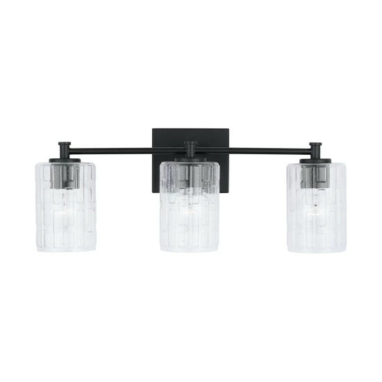 Best deal ❤️ Capital Lighting Emerson 3-light Bath/ Vanity Fixture W/ Embossed Seeded Glass Matte Black 🥰 6 Best deal ❤️ Capital Lighting Emerson 3-light Bath/ Vanity Fixture W/ Embossed Seeded Glass Matte Black 🥰 - Image 6