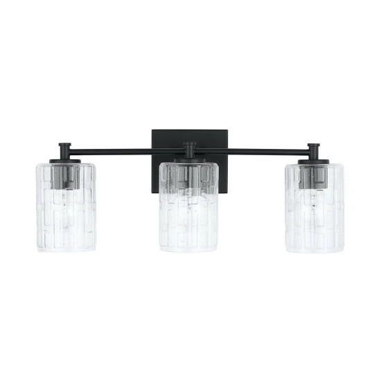 Best deal ❤️ Capital Lighting Emerson 3-light Bath/ Vanity Fixture W/ Embossed Seeded Glass Matte Black 🥰 7 Best deal ❤️ Capital Lighting Emerson 3-light Bath/ Vanity Fixture W/ Embossed Seeded Glass Matte Black 🥰 - Image 7