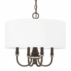 Cheapest 🥰 Capital Lighting 19"W Asher 4-Light White Drum Pendant Champagne Bronze Finish 😀