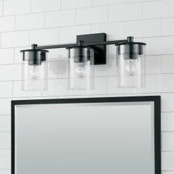 Best Sale 🛒 Capital Lighting Mason 3-light Bath/ Vanity Fixture W/ Clear Glass Matte Black 🥰 -Capital Lighting Shop unnamed file 483