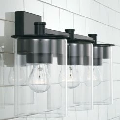 Best Sale 🛒 Capital Lighting Mason 3-light Bath/ Vanity Fixture W/ Clear Glass Matte Black 🥰 -Capital Lighting Shop unnamed file 484