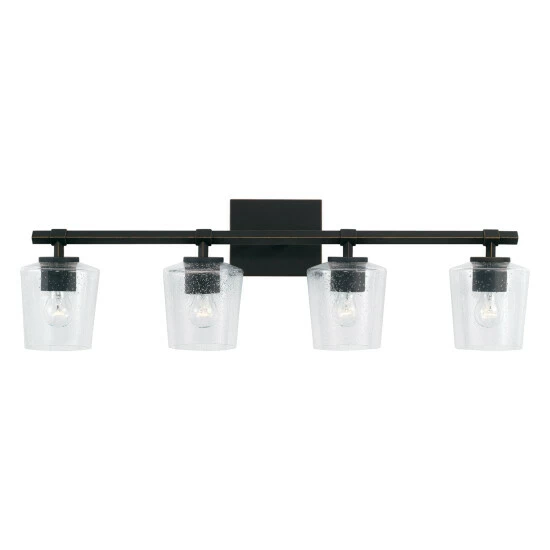 Best Pirce ๐ Capital Lighting Ogden 4-light Brushed Black Iron Bath/ Vanity Fixture W/ Clear Seeded Glass ๐ 2 Best Pirce ๐ Capital Lighting Ogden 4-light Brushed Black Iron Bath/ Vanity Fixture W/ Clear Seeded Glass ๐ - Image 2
