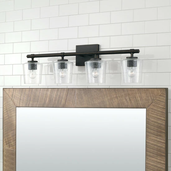 Best Pirce ๐ Capital Lighting Ogden 4-light Brushed Black Iron Bath/ Vanity Fixture W/ Clear Seeded Glass ๐ 3 Best Pirce ๐ Capital Lighting Ogden 4-light Brushed Black Iron Bath/ Vanity Fixture W/ Clear Seeded Glass ๐ - Image 3