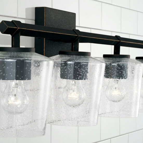 Best Pirce ๐ Capital Lighting Ogden 4-light Brushed Black Iron Bath/ Vanity Fixture W/ Clear Seeded Glass ๐ 4 Best Pirce ๐ Capital Lighting Ogden 4-light Brushed Black Iron Bath/ Vanity Fixture W/ Clear Seeded Glass ๐ - Image 4