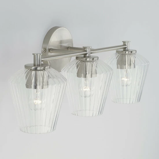 Brand new 👏 Capital Lighting 3-light 24-inch Bath/ Vanity Fixture W/ Clear Fluted Glass Aged Brass 🎉 6 Brand new 👏 Capital Lighting 3-light 24-inch Bath/ Vanity Fixture W/ Clear Fluted Glass Aged Brass 🎉 - Image 6