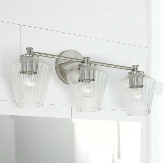 Brand new 👏 Capital Lighting 3-light 24-inch Bath/ Vanity Fixture W/ Clear Fluted Glass Aged Brass 🎉 7 Brand new 👏 Capital Lighting 3-light 24-inch Bath/ Vanity Fixture W/ Clear Fluted Glass Aged Brass 🎉 - Image 7