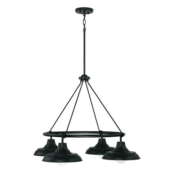 Best Pirce โจ Capital Lighting Jones 32" 4-light Black/ White Shaded Chandelier ๐ 2 Best Pirce โจ Capital Lighting Jones 32" 4-light Black/ White Shaded Chandelier ๐ - Image 2