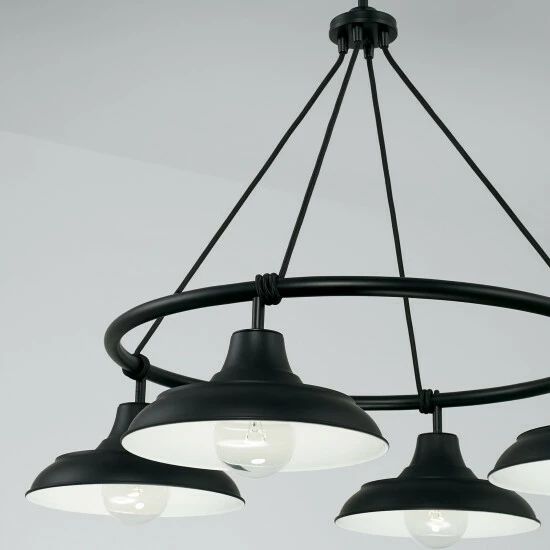 Best Pirce โจ Capital Lighting Jones 32" 4-light Black/ White Shaded Chandelier ๐ 3 Best Pirce โจ Capital Lighting Jones 32" 4-light Black/ White Shaded Chandelier ๐ - Image 3