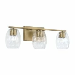 Hot Sale 🧨 Capital Lighting Lucas 3-light Bath/ Vanity Fixture W/ Wavy Embossed Glass Brushed Nickel ✔️