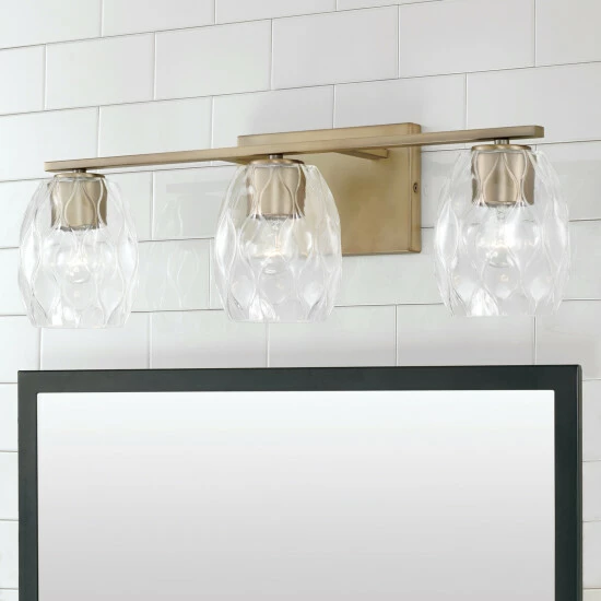 Hot Sale 🧨 Capital Lighting Lucas 3-light Bath/ Vanity Fixture W/ Wavy Embossed Glass Brushed Nickel ✔️ 3 Hot Sale 🧨 Capital Lighting Lucas 3-light Bath/ Vanity Fixture W/ Wavy Embossed Glass Brushed Nickel ✔️ - Image 3