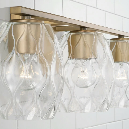 Hot Sale 🧨 Capital Lighting Lucas 3-light Bath/ Vanity Fixture W/ Wavy Embossed Glass Brushed Nickel ✔️ 4 Hot Sale 🧨 Capital Lighting Lucas 3-light Bath/ Vanity Fixture W/ Wavy Embossed Glass Brushed Nickel ✔️ - Image 4