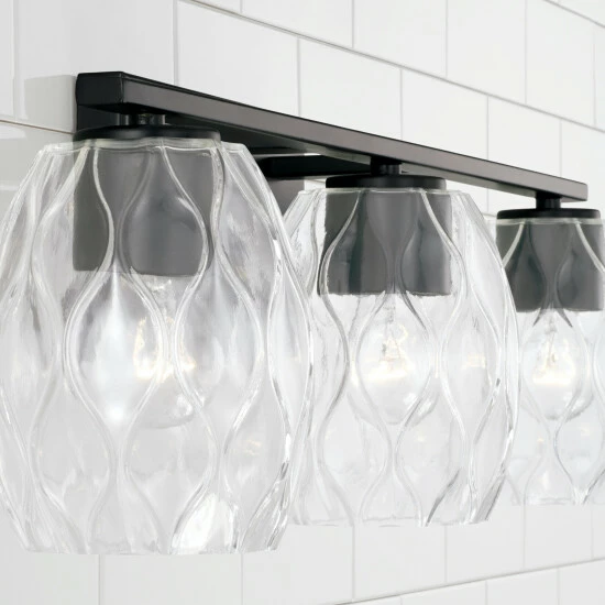 Hot Sale 🧨 Capital Lighting Lucas 3-light Bath/ Vanity Fixture W/ Wavy Embossed Glass Brushed Nickel ✔️ 8 Hot Sale 🧨 Capital Lighting Lucas 3-light Bath/ Vanity Fixture W/ Wavy Embossed Glass Brushed Nickel ✔️ - Image 8