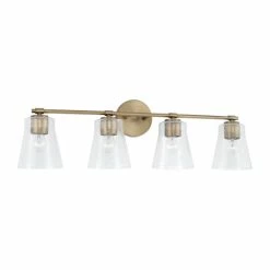 Hot Sale 😀 Capital Lighting Baker 4-light Bath/ Vanity Fixture W/ Clear Seeded Glass Brushed Nickel 🔔