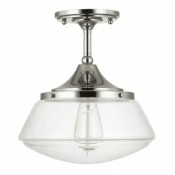 Cheapest ⭐ Capital Lighting Retro School House 1-light Polished Nickel Flush Mount - Polished Nickel - Polished Nickel 🎁