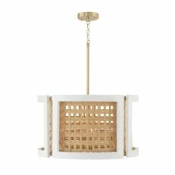 Buy ⭐ Capital Lighting Lola 4-light Chalk Wash Drum Pendant W/ Mango Wood & Water Hyacinth 🥰