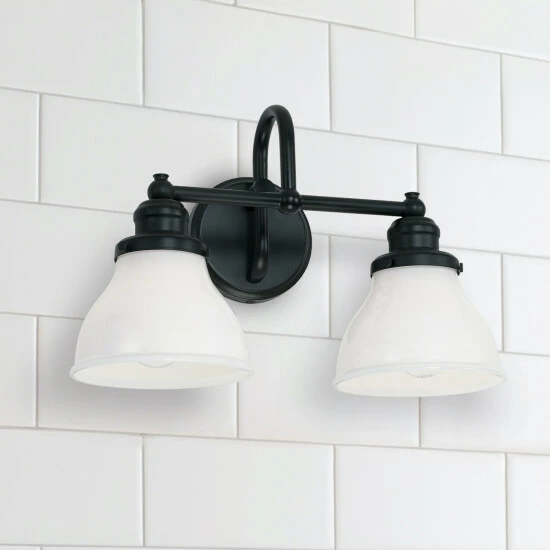 Cheapest ๐ Capital Lighting Baxter 2-light Bath/Vanity Light W/ Milk Glass Matte Black ๐ 4 Cheapest ๐ Capital Lighting Baxter 2-light Bath/Vanity Light W/ Milk Glass Matte Black ๐ - Image 4