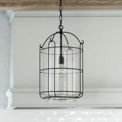 Brand new 🎉 Capital Lighting Harmon 12" 1-light Matte Black Pendant W/ Clear Seeded Glass & Outer Cage 😀 -Capital Lighting Shop unnamed file 826