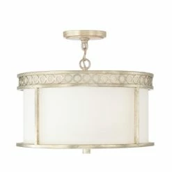 Flash Sale 🔥 Capital Lighting Isabella 4-light Winter Gold Dual Mount Semi-Flush/ Pendant W/ White Fabric Shade 😉