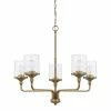 Deals ⌛ Capital Lighting Colton Mid-century Modern Water Glass/ Metal 5-light Chandelier Aged Brass ✔️