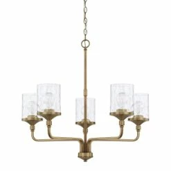 Deals โ Capital Lighting Colton Mid-century Modern Water Glass/ Metal 5-light Chandelier Aged Brass โ๏ธ