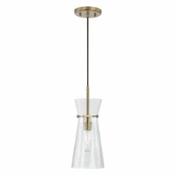 Deals โ Capital Lighting 6" 1-light Pendant W/ Clear Half-Crackle Tapered Glass Polished Nickel ๐งจ