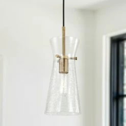 Deals ⌛ Capital Lighting 6" 1-light Pendant W/ Clear Half-Crackle Tapered Glass Polished Nickel 🧨 -Capital Lighting Shop unnamed file 882