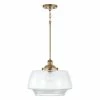 Promo ⌛ Capital Lighting Miller 15" 1-light Pendant W/ Clear Ribbed Glass Aged Brass ❤️