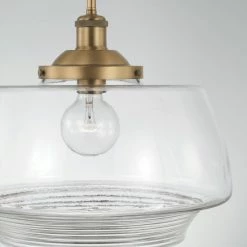 Promo ⌛ Capital Lighting Miller 15" 1-light Pendant W/ Clear Ribbed Glass Aged Brass ❤️ -Capital Lighting Shop unnamed file 887