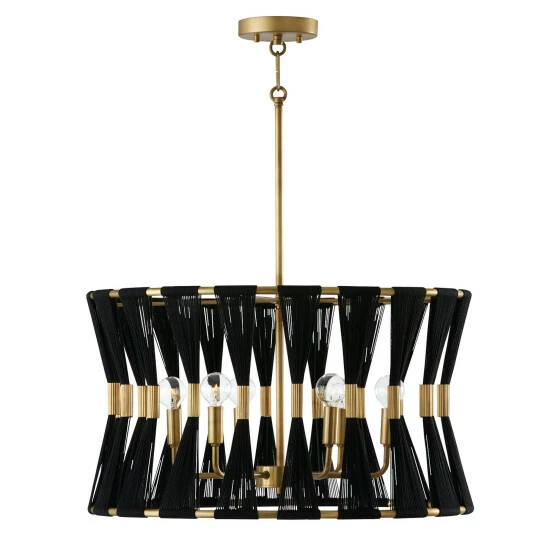 Deals ๐งจ Capital Lighting Bianca 24.5" 6-light Patinaed Brass/ Tapered String Pendant Patinaed Brass/ Black Rope ๐ 2 Deals ๐งจ Capital Lighting Bianca 24.5" 6-light Patinaed Brass/ Tapered String Pendant Patinaed Brass/ Black Rope ๐ - Image 2