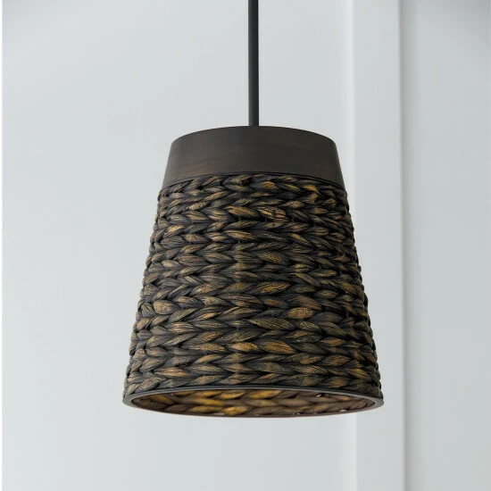 Cheapest ❤️ Capital Lighting Tallulah 1-light Small Pendant W/ Mango Wood & Water Hyacinth Charcoal Wash 💯 2 Cheapest ❤️ Capital Lighting Tallulah 1-light Small Pendant W/ Mango Wood & Water Hyacinth Charcoal Wash 💯 - Image 2