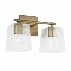 Best reviews of 🧨 Capital Lighting Lexi 2-light 13.5-inch Bath/ Vanity Fixture W/ Clear Fluted Square Glass Aged Brass 🥰