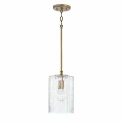 Best Sale ๐ Capital Lighting Emerson 7" 1-light Pendant W/ Embossed Seeded Glass Aged Brass ๐