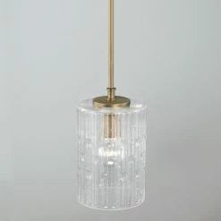 Alternative view of Best Sale 🌟 Capital Lighting Emerson 7" 1-light Pendant W/ Embossed Seeded Glass Aged Brass 👍