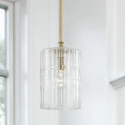 Best Sale 🌟 Capital Lighting Emerson 7" 1-light Pendant W/ Embossed Seeded Glass Aged Brass 👍 -Capital Lighting Shop unnamed file 968