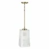 Hot Sale 🎉 Capital Lighting Lexi 7.25" 1-light Tapered Rectangular Pendant W/ Clear Fluted Glass Polished Nickel 😀