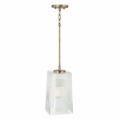 Hot Sale 🎉 Capital Lighting Lexi 7.25" 1-light Tapered Rectangular Pendant W/ Clear Fluted Glass Polished Nickel 😀