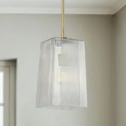 Hot Sale 🎉 Capital Lighting Lexi 7.25" 1-light Tapered Rectangular Pendant W/ Clear Fluted Glass Polished Nickel 😀 -Capital Lighting Shop unnamed file 981